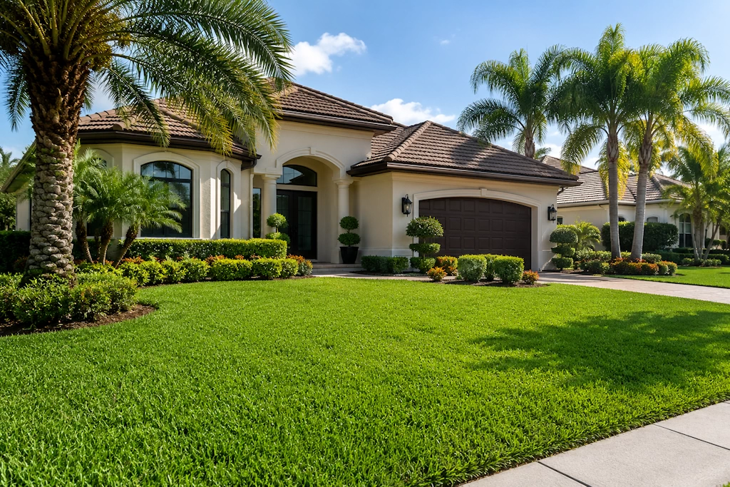 Beautiful South Florida lawn with fresh sod